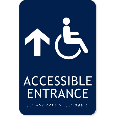  Handicap Accessible Entrance Ahead Arrow 9" x 6" ADA Sign 