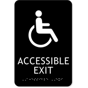  Handicap Accessible Exit 9" x 6" ADA Sign 