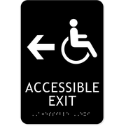  Handicap Accessible Exit Left Arrow 9" x 6" ADA Sign 