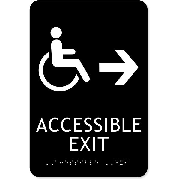 Handicap Accessible Exit Right Arrow 9" x 6" ADA Sign