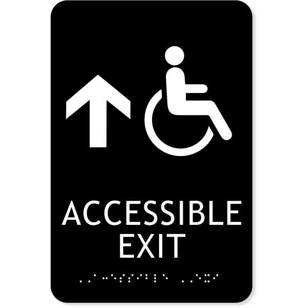 Handicap Accessible Exit Ahead Arrow 9" x 6" ADA Sign