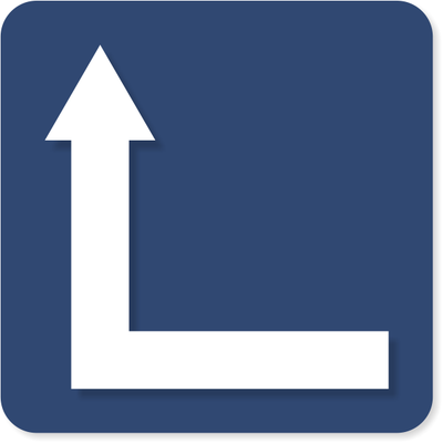 90 Degree Left Arrow Sign w/ Raised Pictogram | 6" x 6"