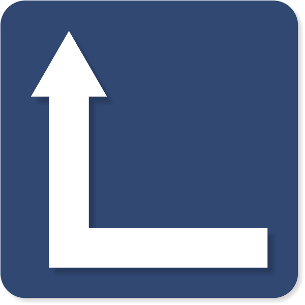 90 Degree Left Arrow Sign w/ Raised Pictogram | 6" x 6"