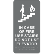 In Case of Fire Use Stairs Icon 12" x 6" ADA Sign