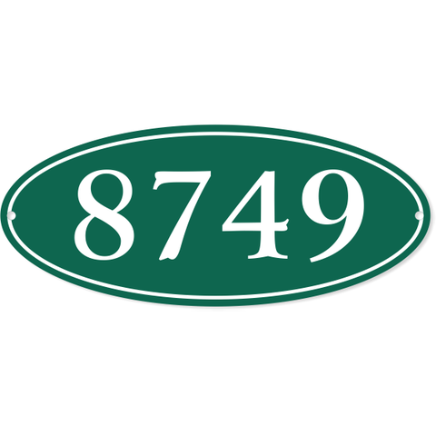 Oval Border 5" x 12" House Number Sign 