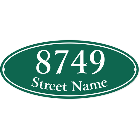 Oval Border Street Name 5" x 12" Home Address Sign