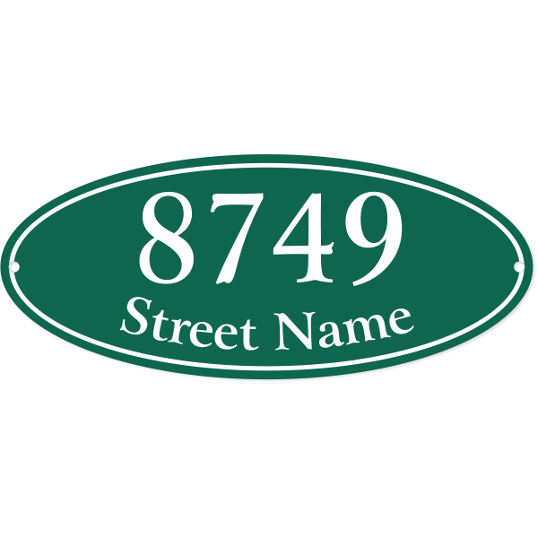 Oval Border Street Name 5" x 12" Home Address Sign