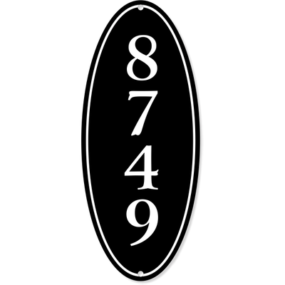 Vertical Oval Border House Number Sign | 12" x 5"