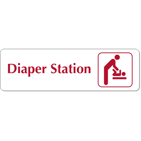Diaper Station Male Icon Engraved Plastic Sign | 3" x 10"