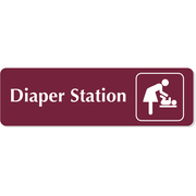 Diaper Station Female Icon Engraved Plastic Sign | 3" x 10"