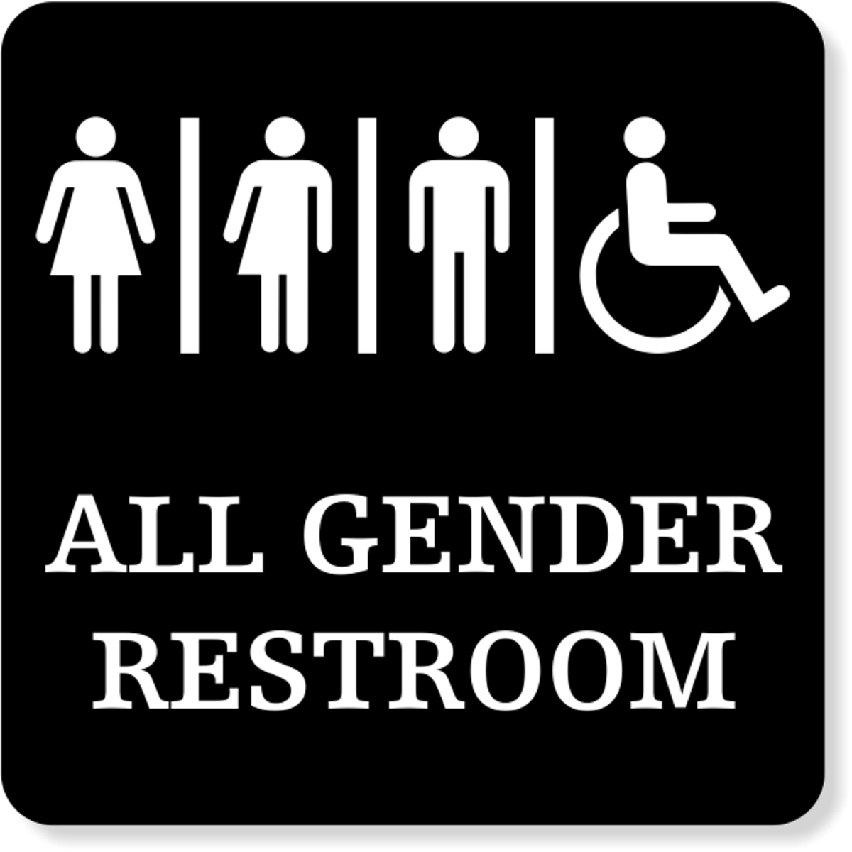 Plastic All Gender Handicapped Sign | 6" x 6"