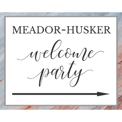 Personalized Marble Welcome Party Directional Sign