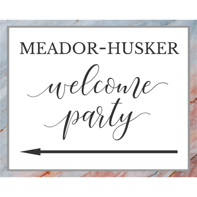 Personalized Marble Welcome Party Directional Sign - alternate view