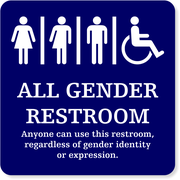 Plastic ALL GENDER Handicapped With Message Sign | 6" x 6"