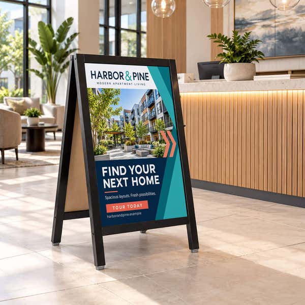Custom Wood A-Frame Sign with Printed Inserts - 20" x 34"