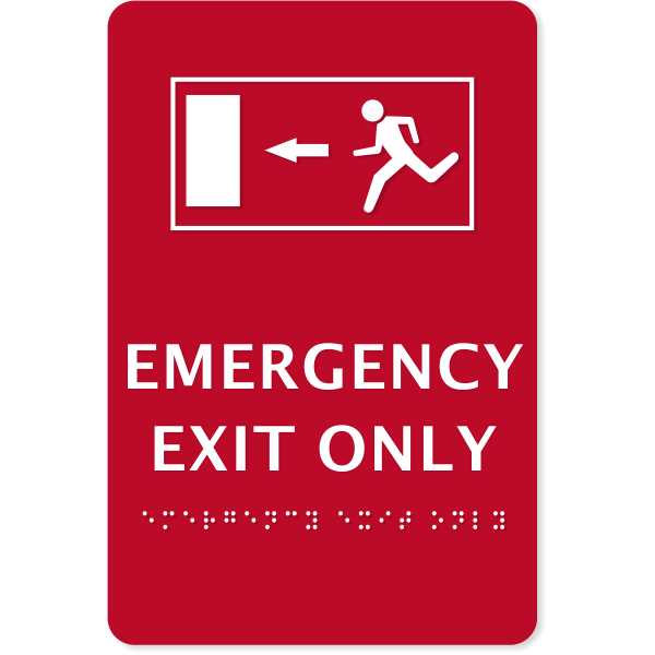 ADA Compliant 9" x 6" Emergency Exit Only Sign