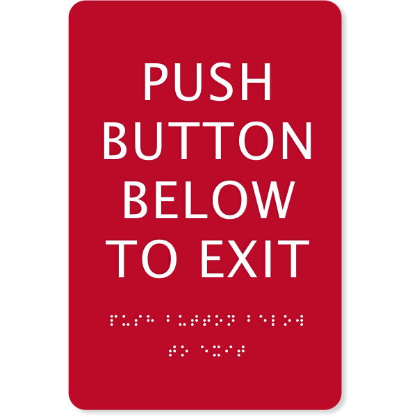 ADA Braille 9" x 6" Push Button Exit Sign