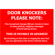 Funny Door Knockers Please Note 4" x 6" Engraved Sign 