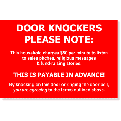 Funny Door Knockers Please Note Engraved Sign