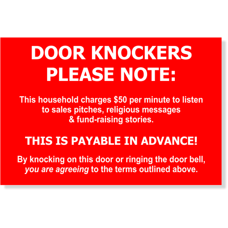 Funny Door Knockers Please Note Engraved Sign