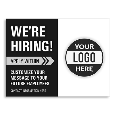 Custom Logo We're Hiring Yard Sign In Black - alternate view