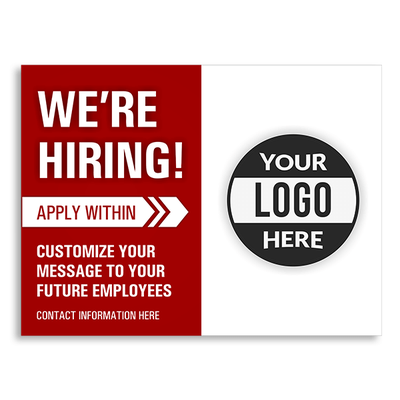 Custom Logo We're Hiring Yard Sign In Red