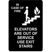 In Case of Fire Use Stairway for Exit Engraved Plastic Sign | 9" x 6"