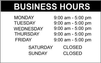 Business Hours - 10" x 16" Engraved Sign - alternate view