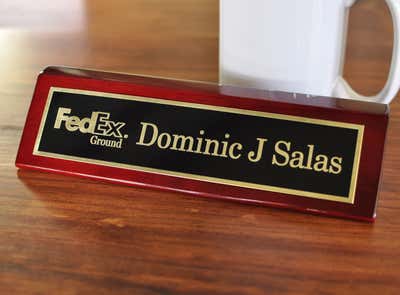 Executive Piano Rosewood 2" x 8" Logo Name Plate - alternate view