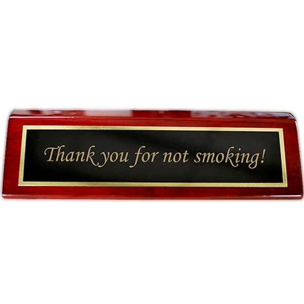Thank you for Not Smoking 2" x 8" Rosewood Desk Plate