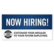 Custom Logo Now Hiring Vinyl Banner In Blue