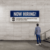 Custom Logo Now Hiring Vinyl Banner In Blue - 3x8 Lifestyle