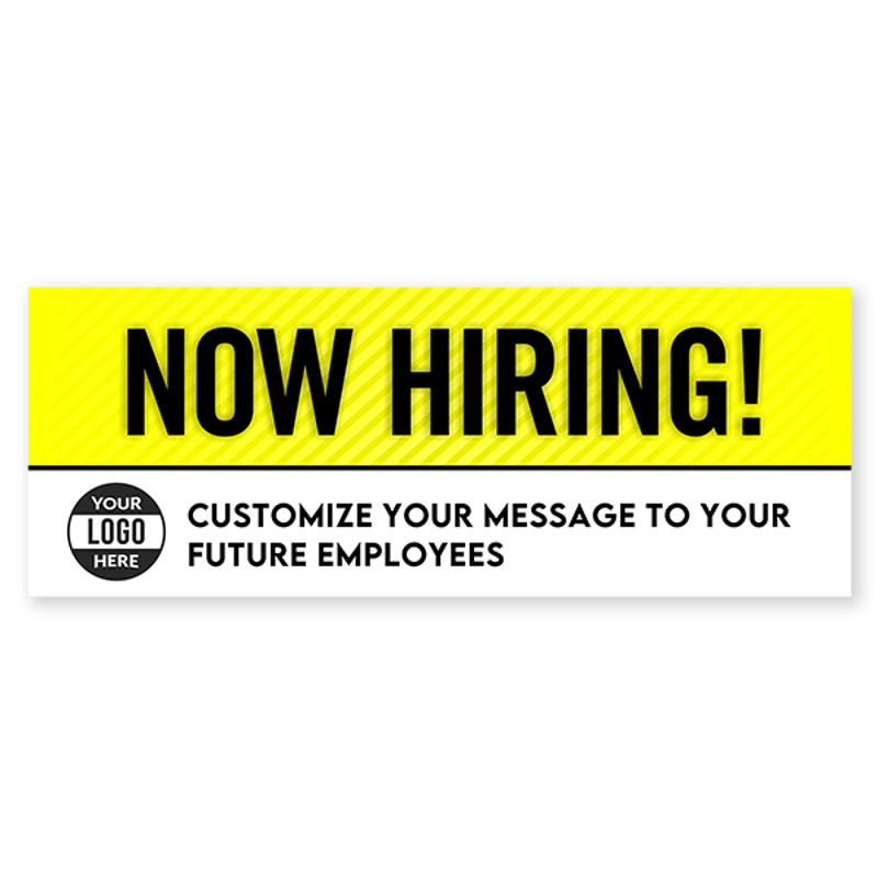 Custom Logo Now Hiring Vinyl Banner In Yellow - 3x8
