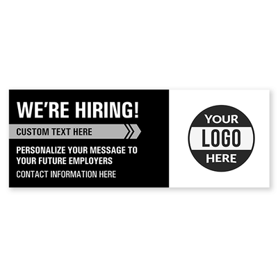 Custom Logo We're Hiring Vinyl Banner In Black - alternate view