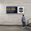 Custom Logo We're Hiring Vinyl Banner In Blue - 3x8 Lifestyle