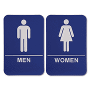 Blue 9" x 6" ADA Braille Men's & Women's Restroom Sign Set