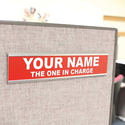 Large Aluminum Holder with Engraved Cubicle Name Plate with Aluminum Holder - alternate view