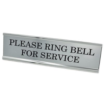 Please Ring Bell for Service Desk Plate | 2" x 8"