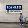 Custom Logo Now Hiring Vinyl Banner In Blue - 4x8 Lifestyle