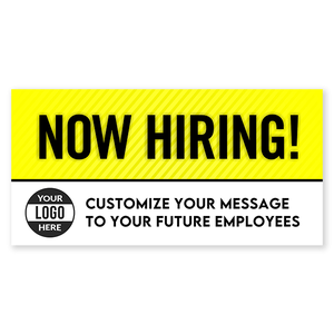 Custom Logo Now Hiring Vinyl Banner In Yellow - 4x8