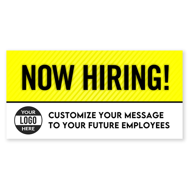 Custom Logo Now Hiring Vinyl Banner In Yellow - 4x8
