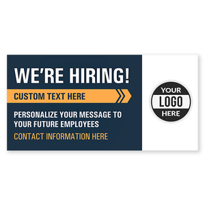 Custom Logo We're Hiring Vinyl Banner In Blue - 4x8