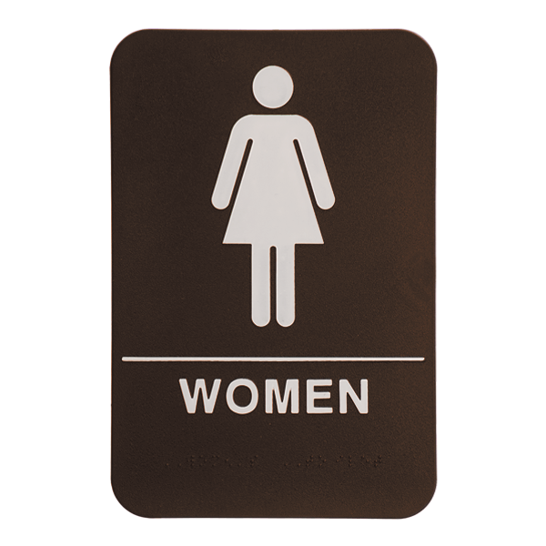 Brown 9" x 6" Women's ADA Braille Restroom Sign