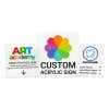 Multiple Custom Acrylic Signs on a White Background