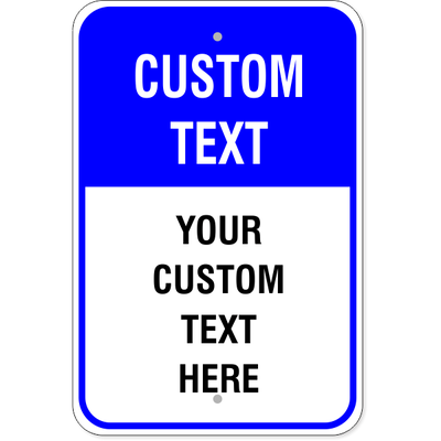 6 Line Custom Text Blue Background Aluminum Sign | 18" x 12"