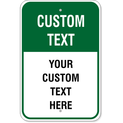 6 Line Custom Text Green Background Aluminum Sign | 18" x 12"