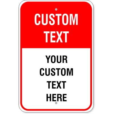 6 Line Custom Text Red Background Aluminum Sign | 18" x 12"