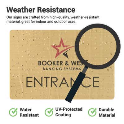 Horizontal Full Color 12" x 14" Brass Signs - alternate view