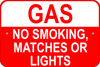 No Smoking Gas Aluminum Sign | 12" x 18"