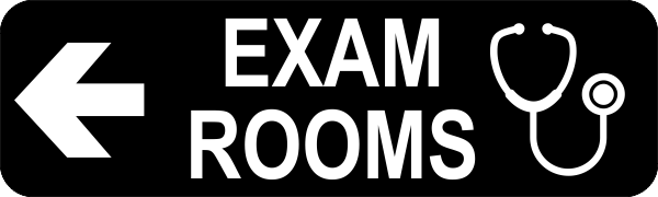 Exam Rooms Left Sign